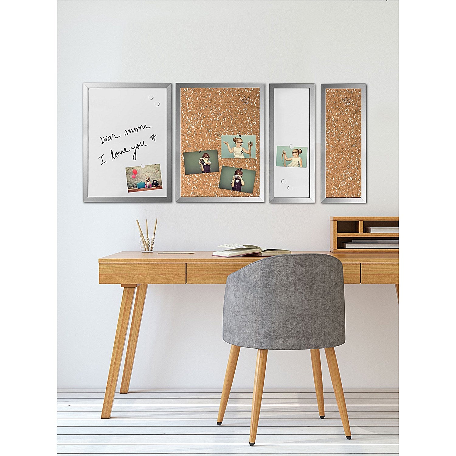 Bi-Office Positive Flow Metallic Silver Message Boards, Metallic Silver Frames, Assorted Pack of 4 Easy2Order : BQ10916
