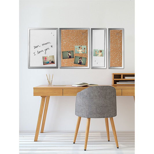 Bi-Office Positive Flow Metallic Silver Message Boards, Metallic Silver Frames, Assorted Pack of 4 Easy2Order : BQ10916