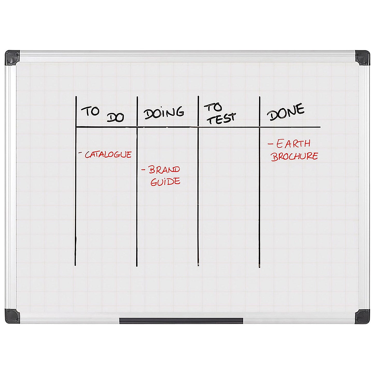 Bi-Office Maya Magnetic Gridded Whiteboard, Aluminium Frame, 1200x900mm