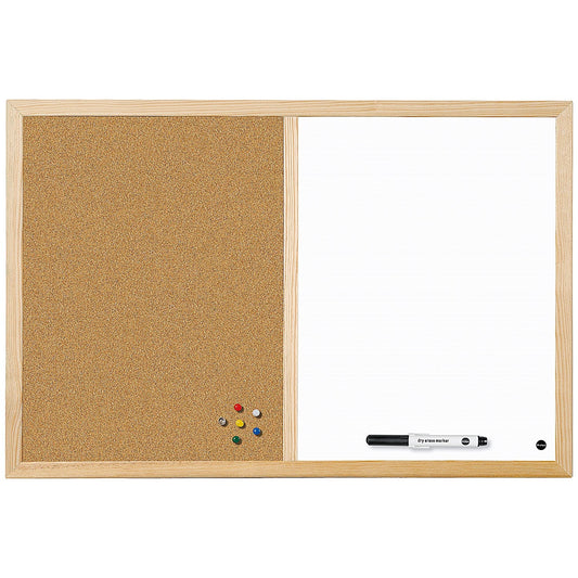 Bi-Office Cork and Drywipe Combination Board, 900x600mm, Wooden Frame Easy2Order : BQ27010