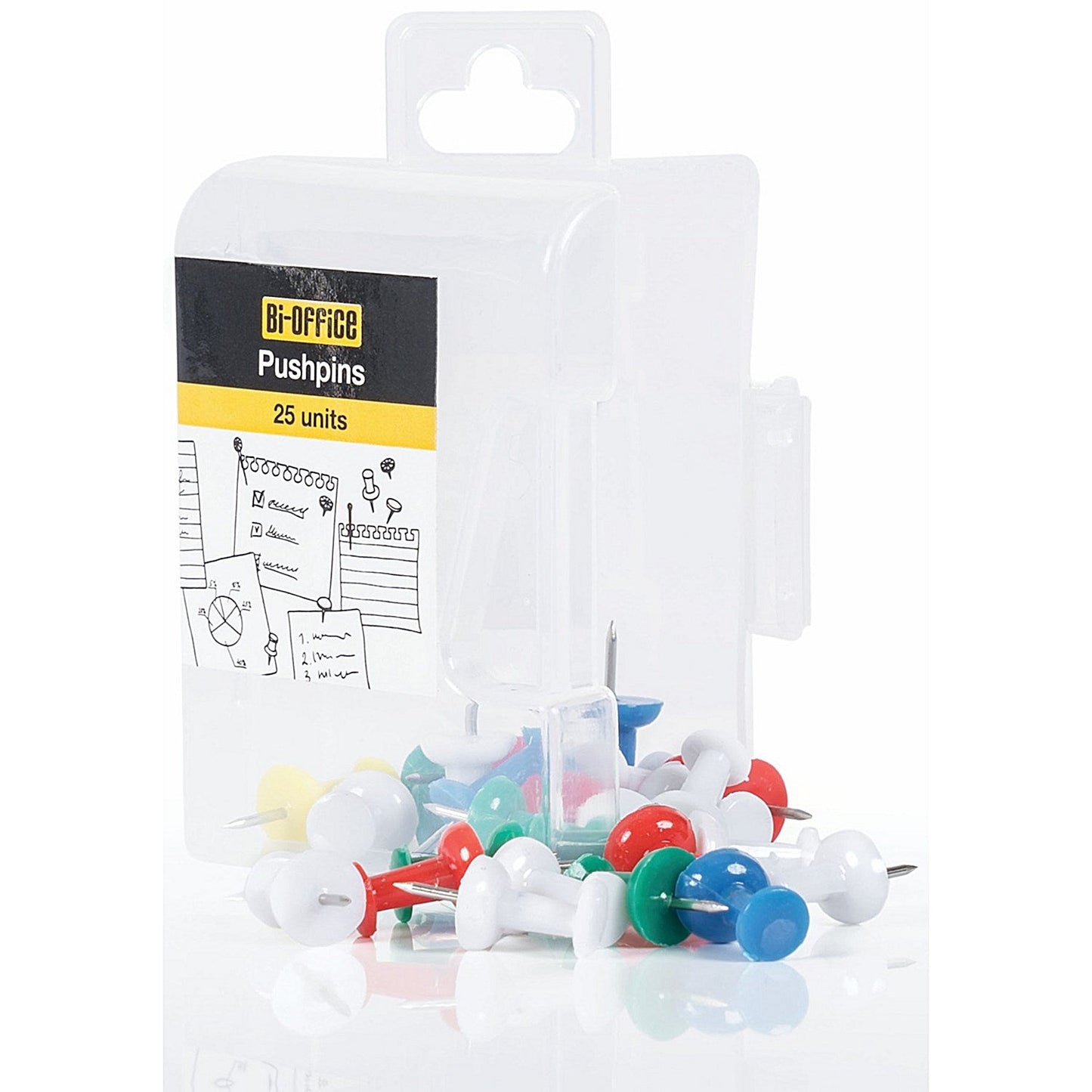 Bi-Office Push Pins, Assorted Colours, Pack of 25 Easy2Order : BQ28111