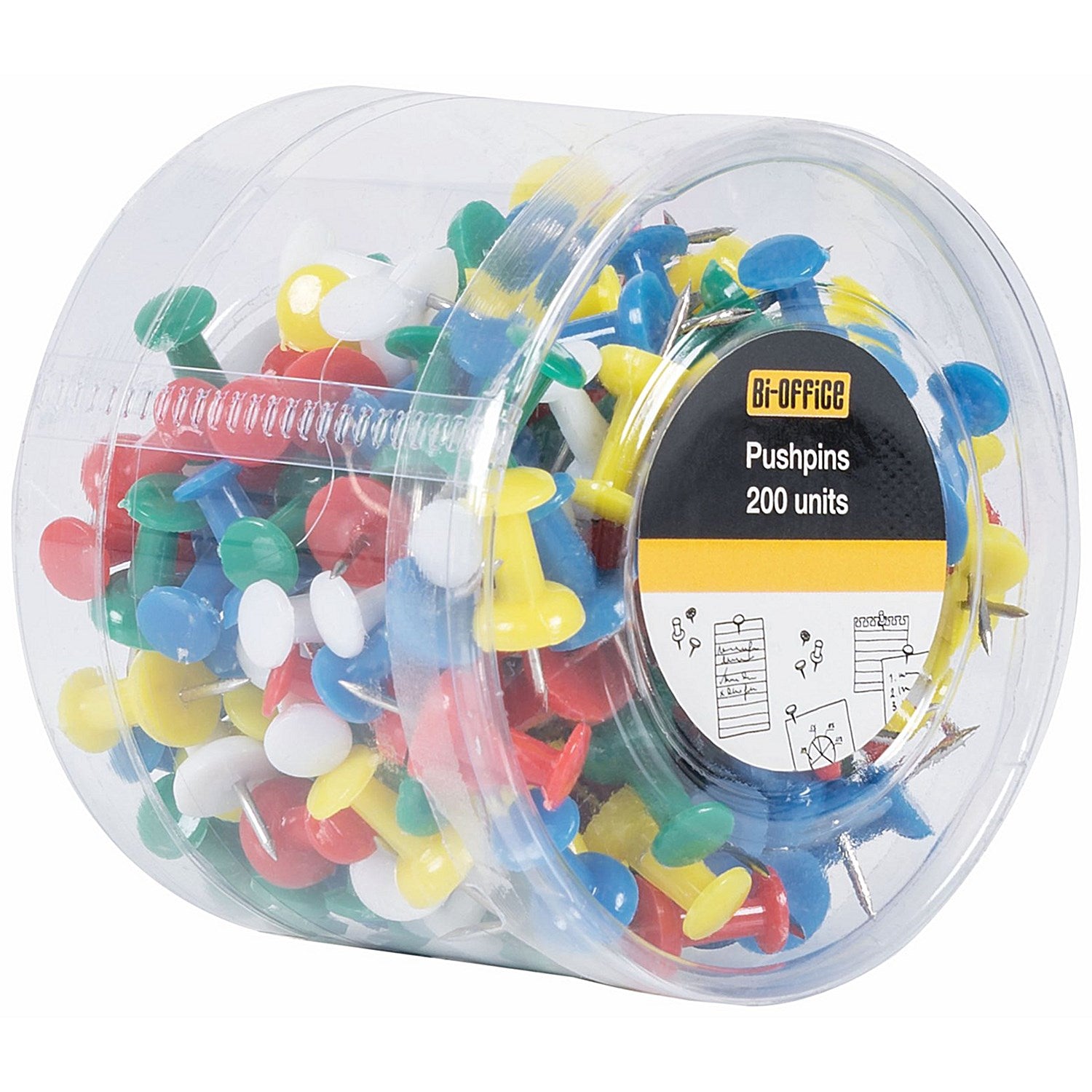 Bi-Office Push Pins, Assorted Colours, Pack of 200 Easy2Order : BQ28420