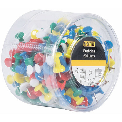 Bi-Office Push Pins, Assorted Colours, Pack of 200 Easy2Order : BQ28420