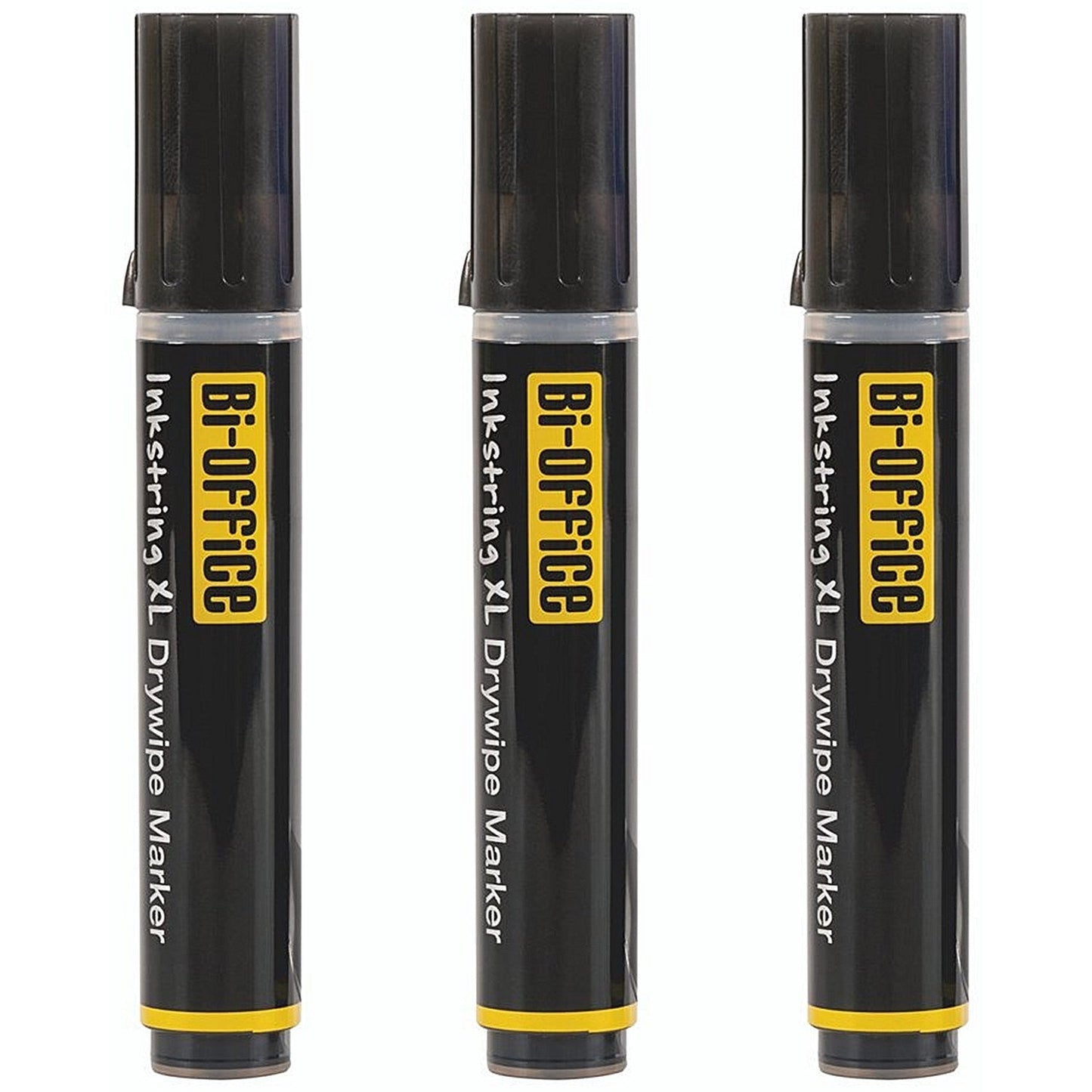 Bi-Office Inkstring XL Drywipe Markers, Black, Pack of 3