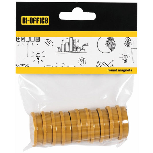Bi-Office Round Magnets 30mm Yellow Pack of 10 Easy2Order : BQ30029