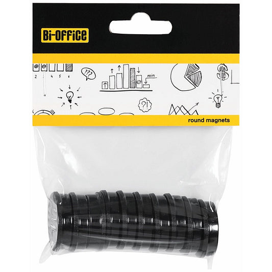 Bi-Office Round Magnets 30mm Black Pack of 10 Easy2Order : BQ30132