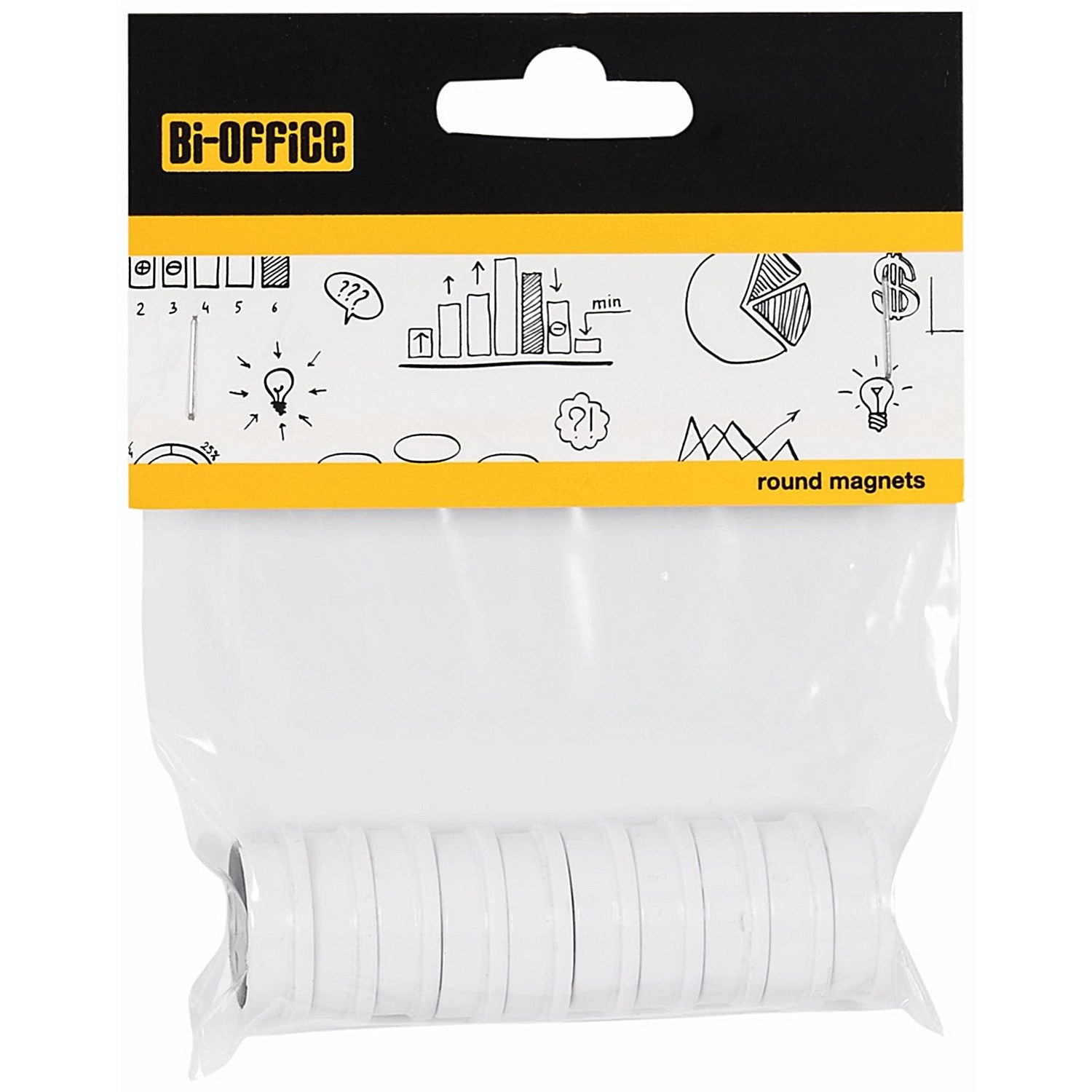 Bi-Office Round Magnets 25mm White Pack of 10 Easy2Order : BQ30160