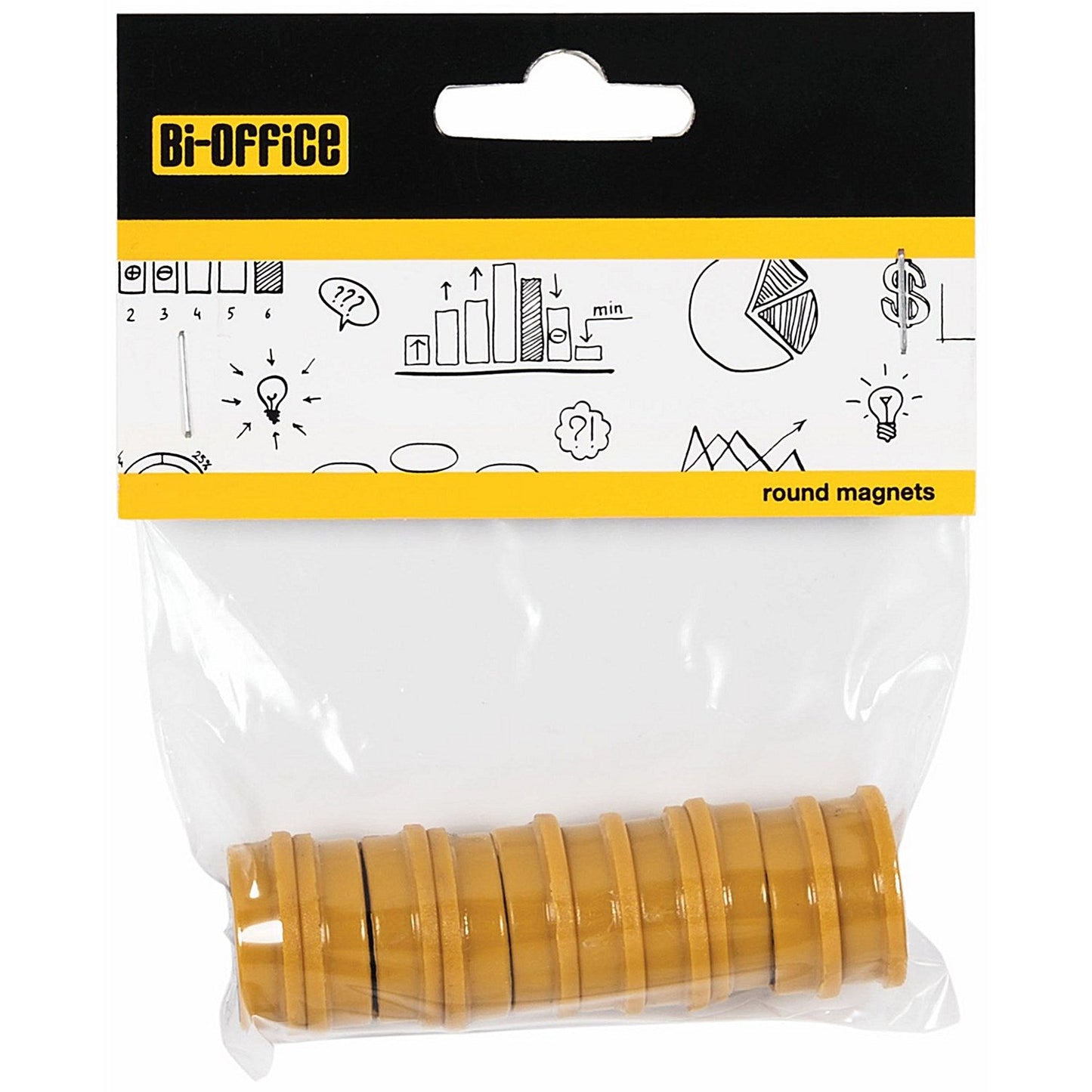 Bi-Office Round Magnets 25mm Yellow Pack of 10 Easy2Order : BQ30402
