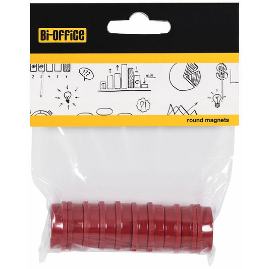 Bi-Office Round Magnets 25mm Red Pack of 10 Easy2Order : BQ30405
