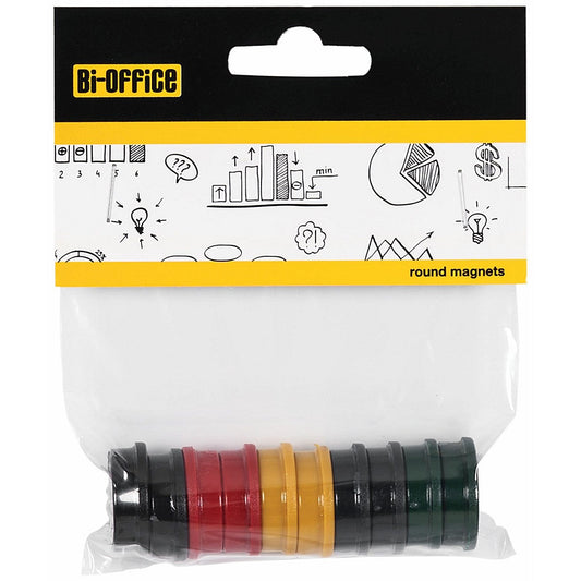 Bi-Office Round Magnets 25mm Assorted Colours Pack of 10 Easy2Order : BQ30909
