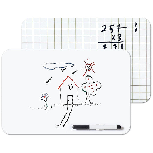 Bi-Office Frameless Non-Magnetic Double Sided Plain/Grid Whiteboard with Marker Clip, A4 Easy2Order : BQ46343