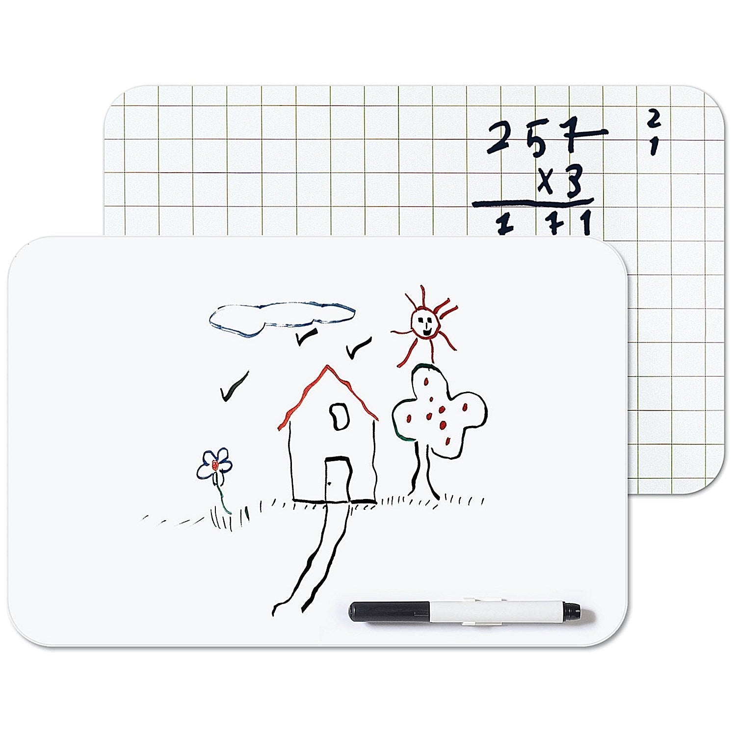 Bi-Office Frameless Non-Magnetic Double Sided Plain/Grid Whiteboard, A4, Pack of 6 Easy2Order : BQ46439