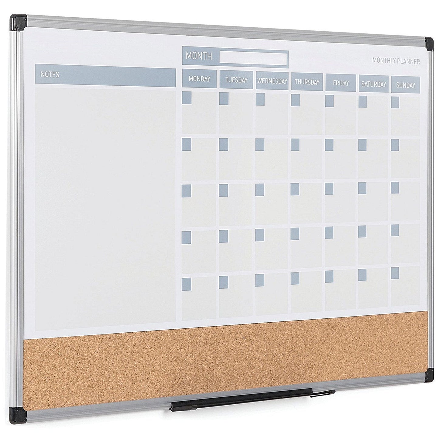 Bi-Office Maya 3-In-1 Magnetic Month Planner Lacquered Steel/Cork 90x60cm