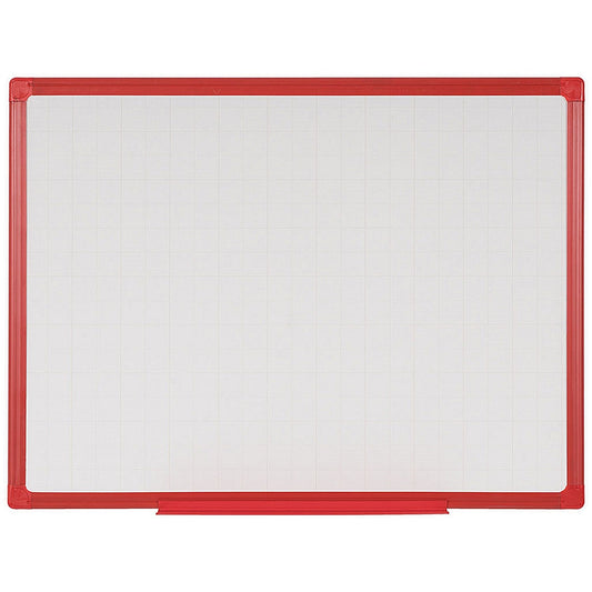 Bi-Office Maya Double Sided Non-Magnetic Gridded Whiteboard, Red Frame, 1800x1200mm Easy2Order : BQ46926