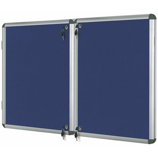 Bi-Office Enclore Blue Felt Notice Board Display Case, 28xA4, Aluminium Frame Easy2Order : BQ52078