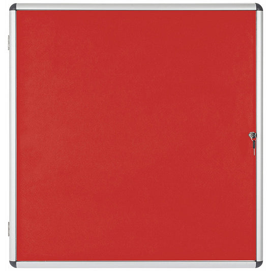 Bi-Office Enclore Red Felt Notice Board Display Case, 12xA4, Aluminium Frame Easy2Order : BQ52247