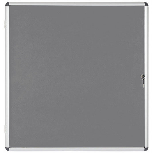Bi-Office Enclore Grey Felt Notice Board Display Case, 12xA4, Aluminium Frame Easy2Order : BQ52315