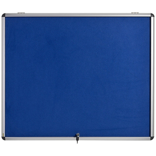 Bi-Office Enclore Top Hinged Lockable Door Blue Felt Noticeboard Display Case, 6xA4, Aluminium Frame Easy2Order : BQ52347
