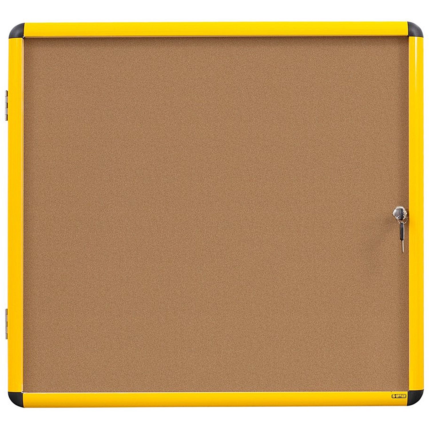 Bi-Office Ultrabrite Cork Board Display Case, 9xA4, Yellow Aluminium Frame Easy2Order : BQ52488