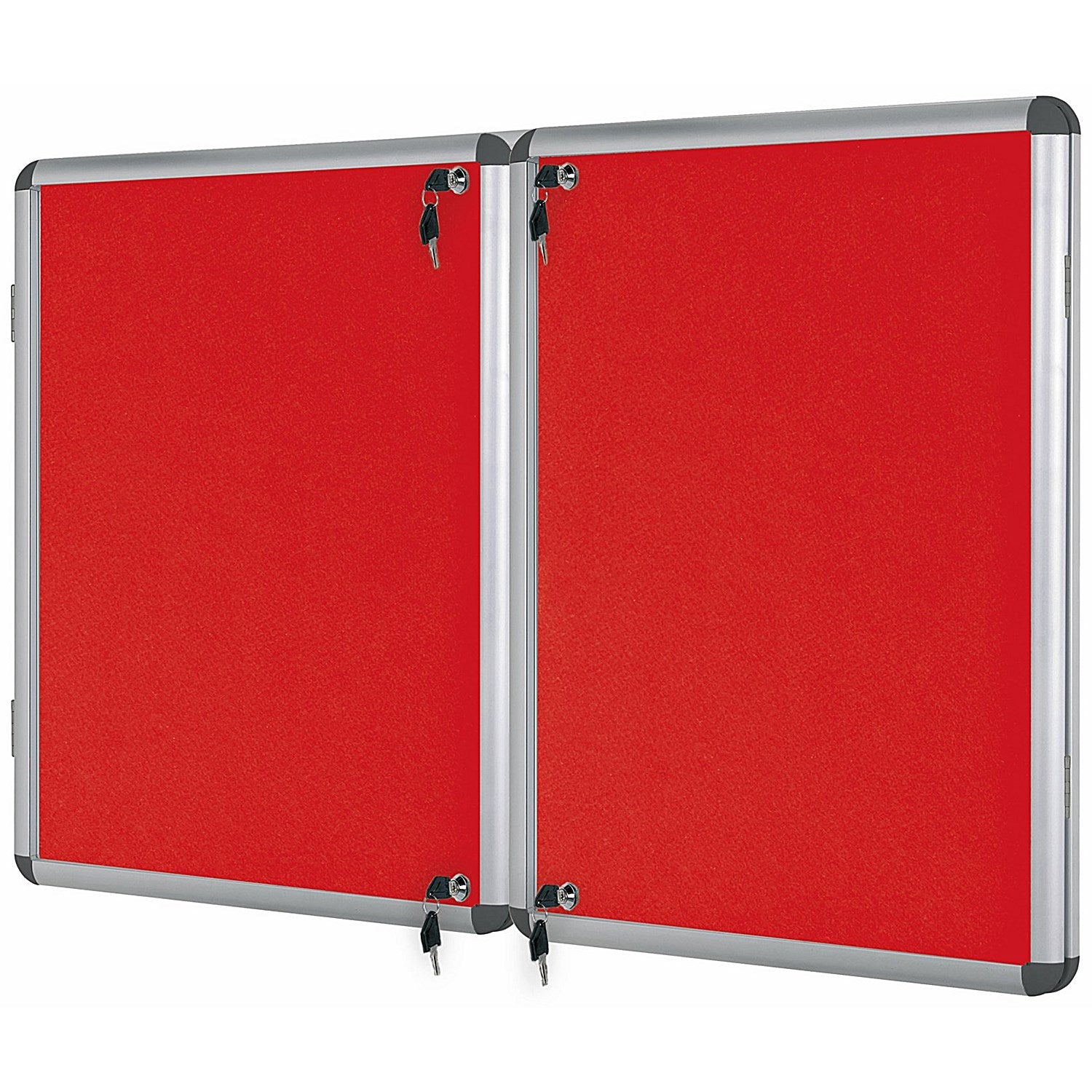 Bi-Office Enclore Red Felt Noticeboard Display Case, 40xA4, Aluminium Frame Easy2Order : BQ52501