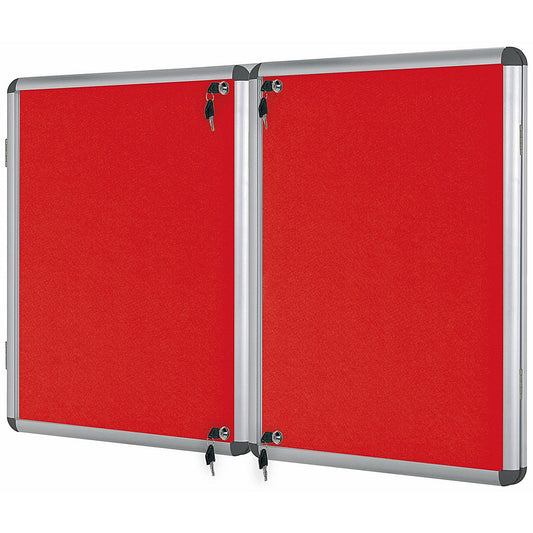 Bi-Office Enclore Red Felt Noticeboard Display Case, 40xA4, Aluminium Frame Easy2Order : BQ52501