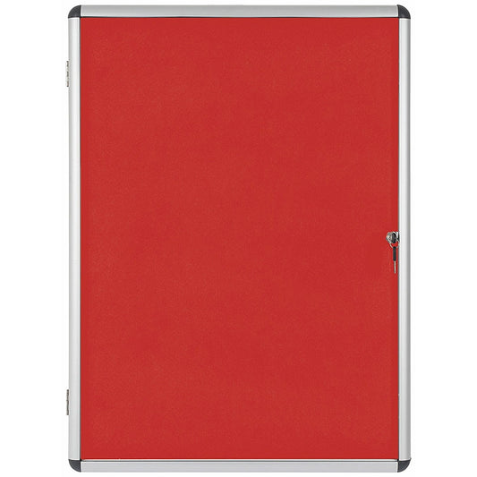Bi-Office Enclore Red Felt Noticeboard Display Case, 15xA4, Aluminium Frame Easy2Order : BQ52550