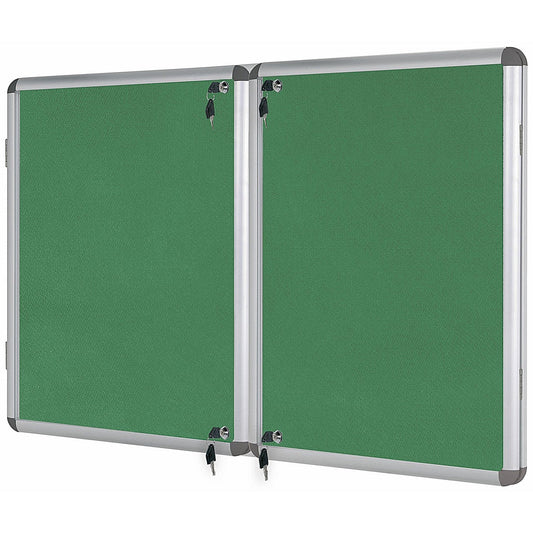 Bi-Office Enclore Green Felt Noticeboard Display Case, 32xA4, Aluminium Frame Easy2Order : BQ52701