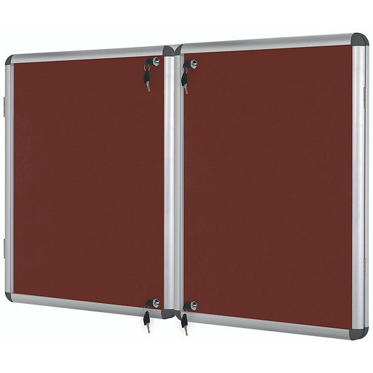 Bi-Office Enclore Burgundy Felt Noticeboard Display Case, 32xA4, Aluminium Frame Easy2Order : BQ52706