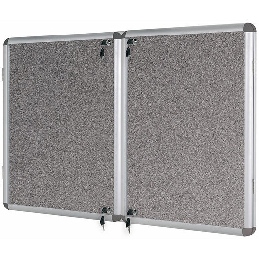 Bi-Office Enclore Grey Felt Noticeboard Display Case, 32xA4, Aluminium Frame Easy2Order : BQ52771
