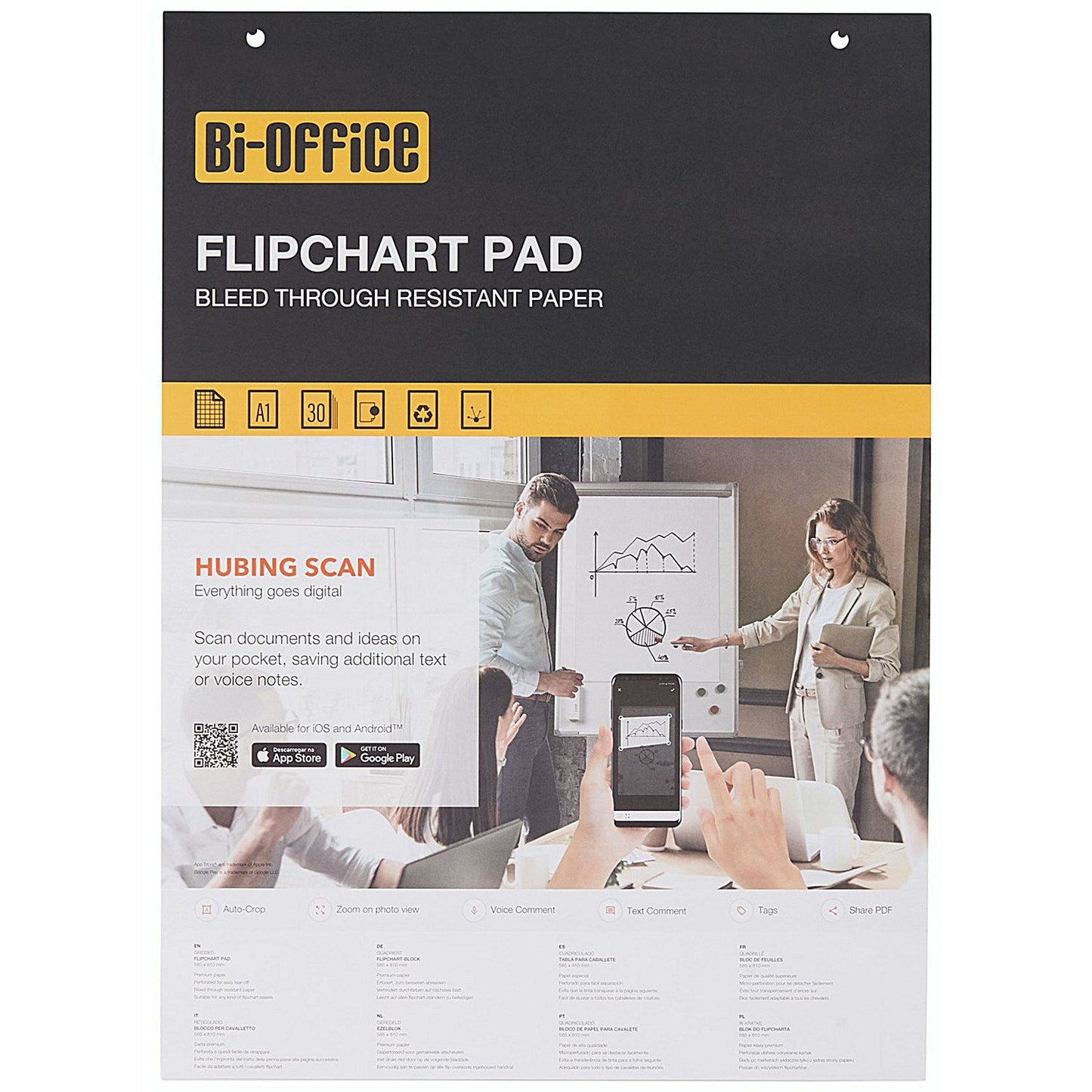 Bi-Office Gridded Flipchart Pad, 30 sheets, 70gsm Paper, A1, Pack of 5 Easy2Order : BQ55113