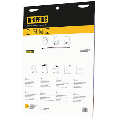 Bi-Office Table Top Self-Stick Flipchart Pad, 585x500mm, 20 Sheets, White
