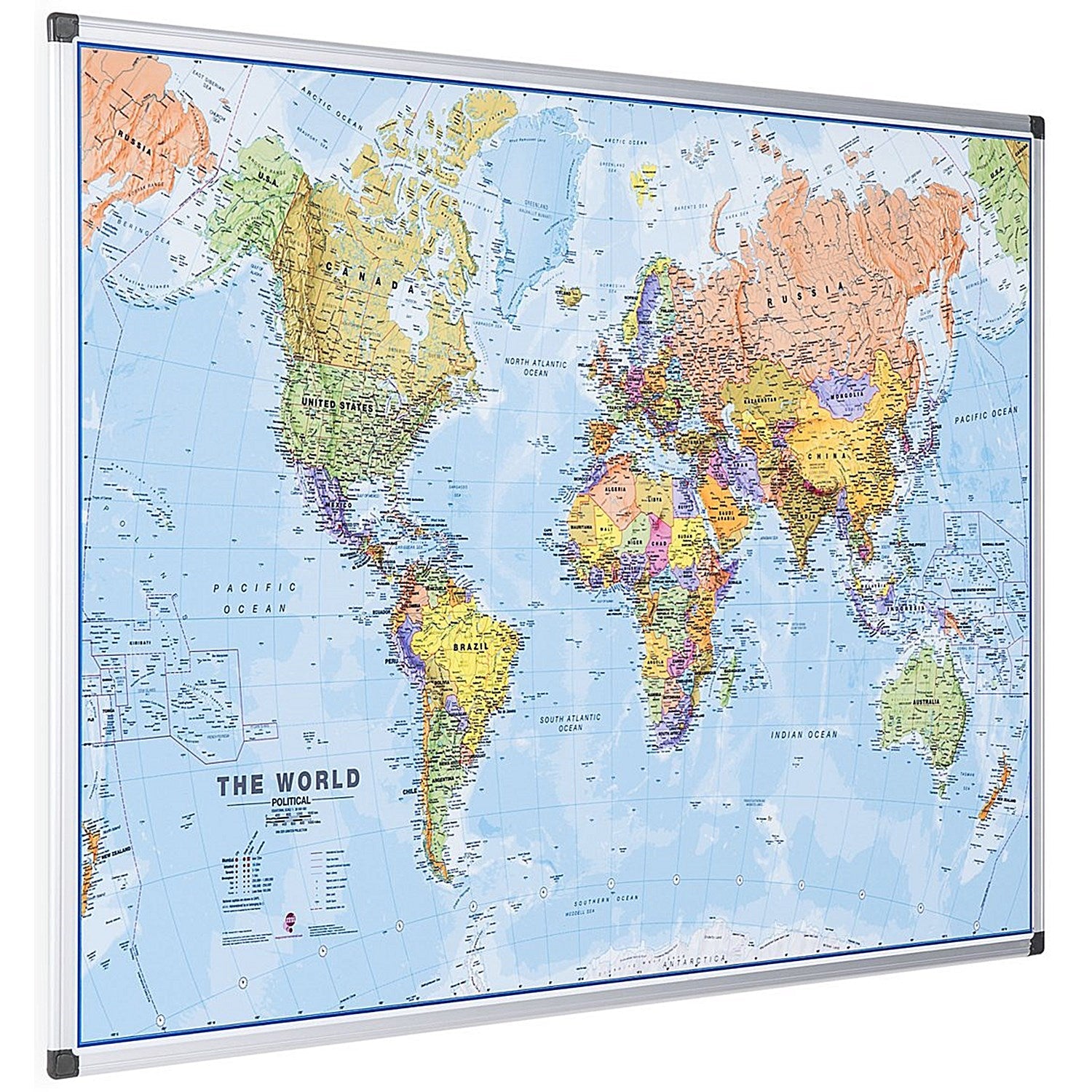 Bi-Office Maya Magnetic World Map Board, 1200x900mm Easy2Order : BQ81080