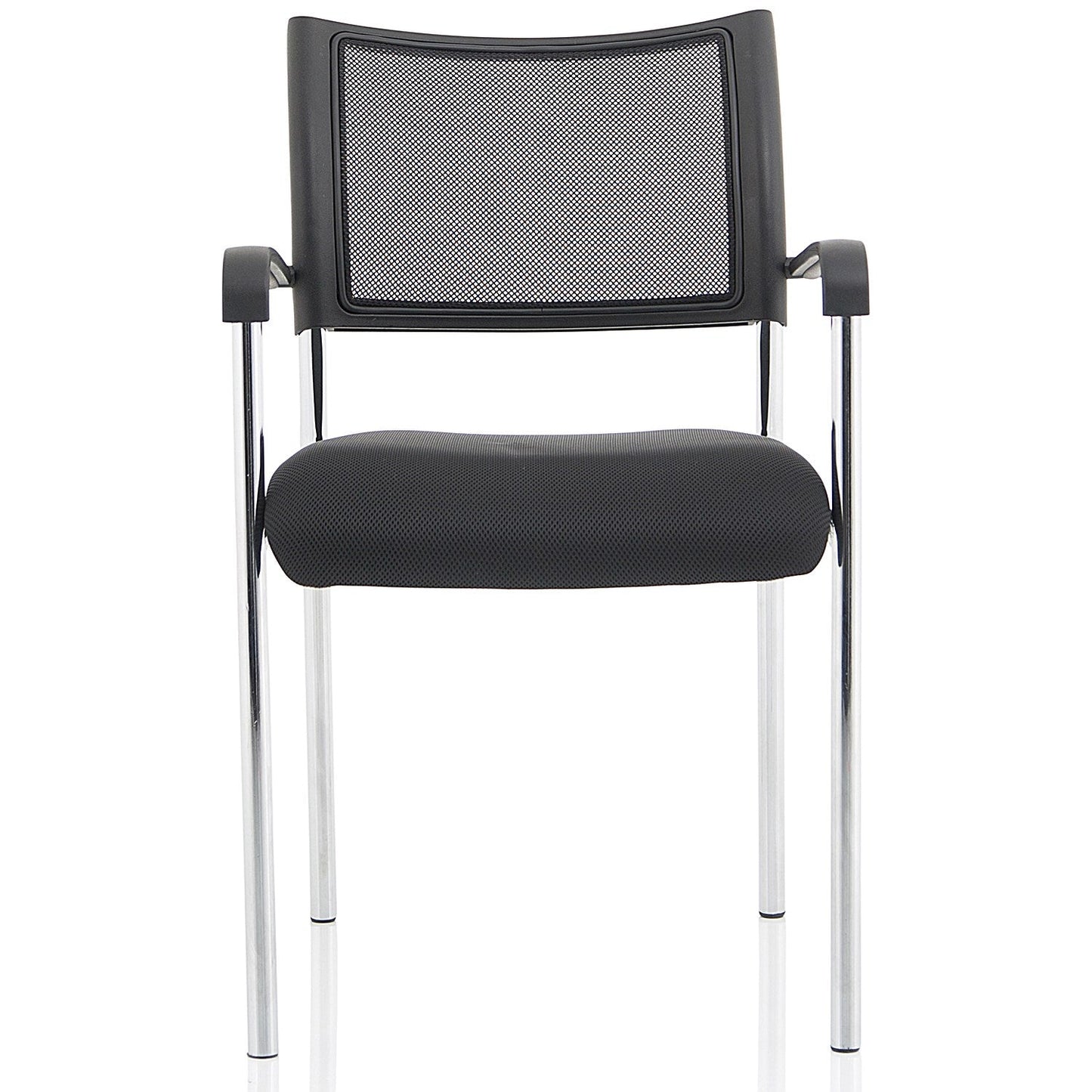 Brunswick Visitor Chair, With Arms, Chrome Frame, Black