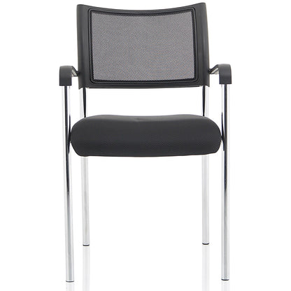 Brunswick Visitor Chair, With Arms, Chrome Frame, Black