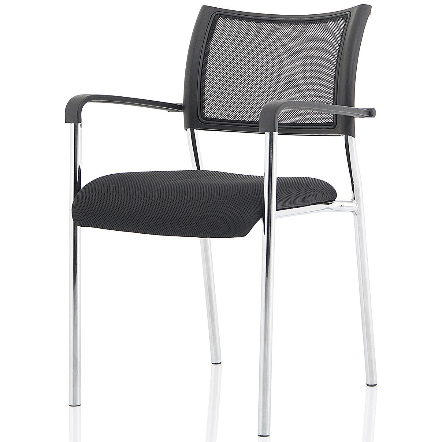 Brunswick Visitor Chair, With Arms, Chrome Frame, Black