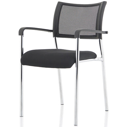 Brunswick Visitor Chair, With Arms, Chrome Frame, Black