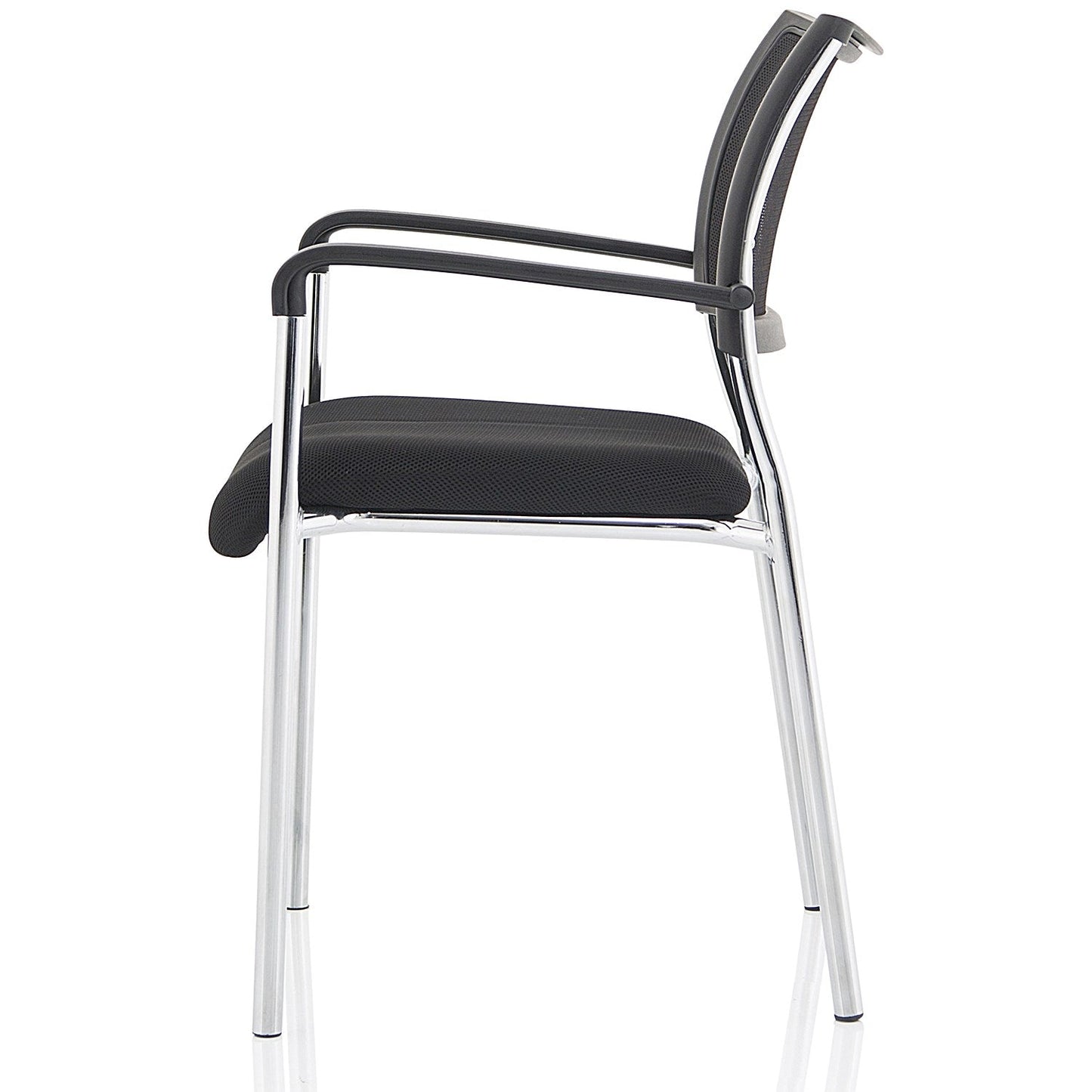 Brunswick Visitor Chair, With Arms, Chrome Frame, Black