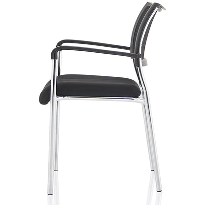 Brunswick Visitor Chair, With Arms, Chrome Frame, Black