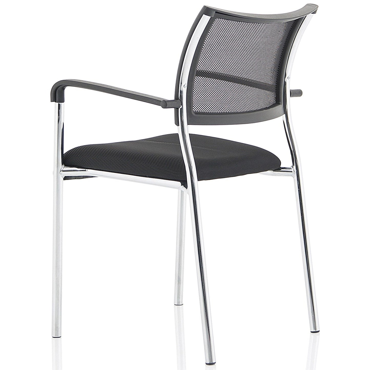 Brunswick Visitor Chair, With Arms, Chrome Frame, Black