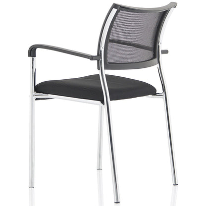 Brunswick Visitor Chair, With Arms, Chrome Frame, Black
