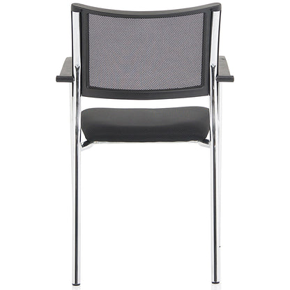 Brunswick Visitor Chair, With Arms, Chrome Frame, Black