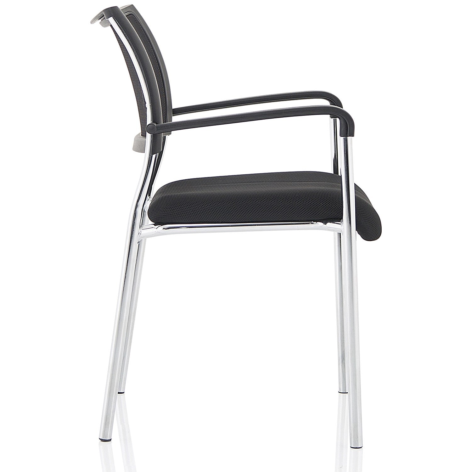 Brunswick Visitor Chair, With Arms, Chrome Frame, Black Easy2Order : BR000025
