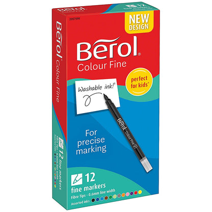 Berol Colour Fine Pen Water Based Ink Assorted (Pack of 12)
