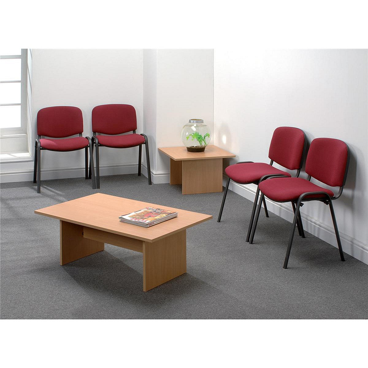 ISO Black Frame Stacking Chair, Red