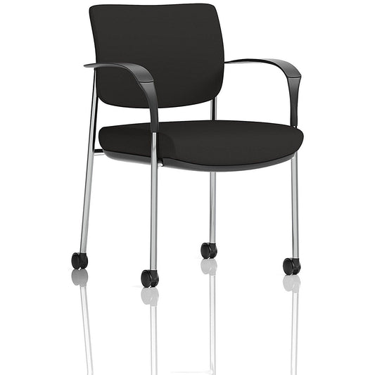 Brunswick Deluxe Visitors Chair, Chrome Frame, With Arms and Castors, Black Easy2Order : BR000315