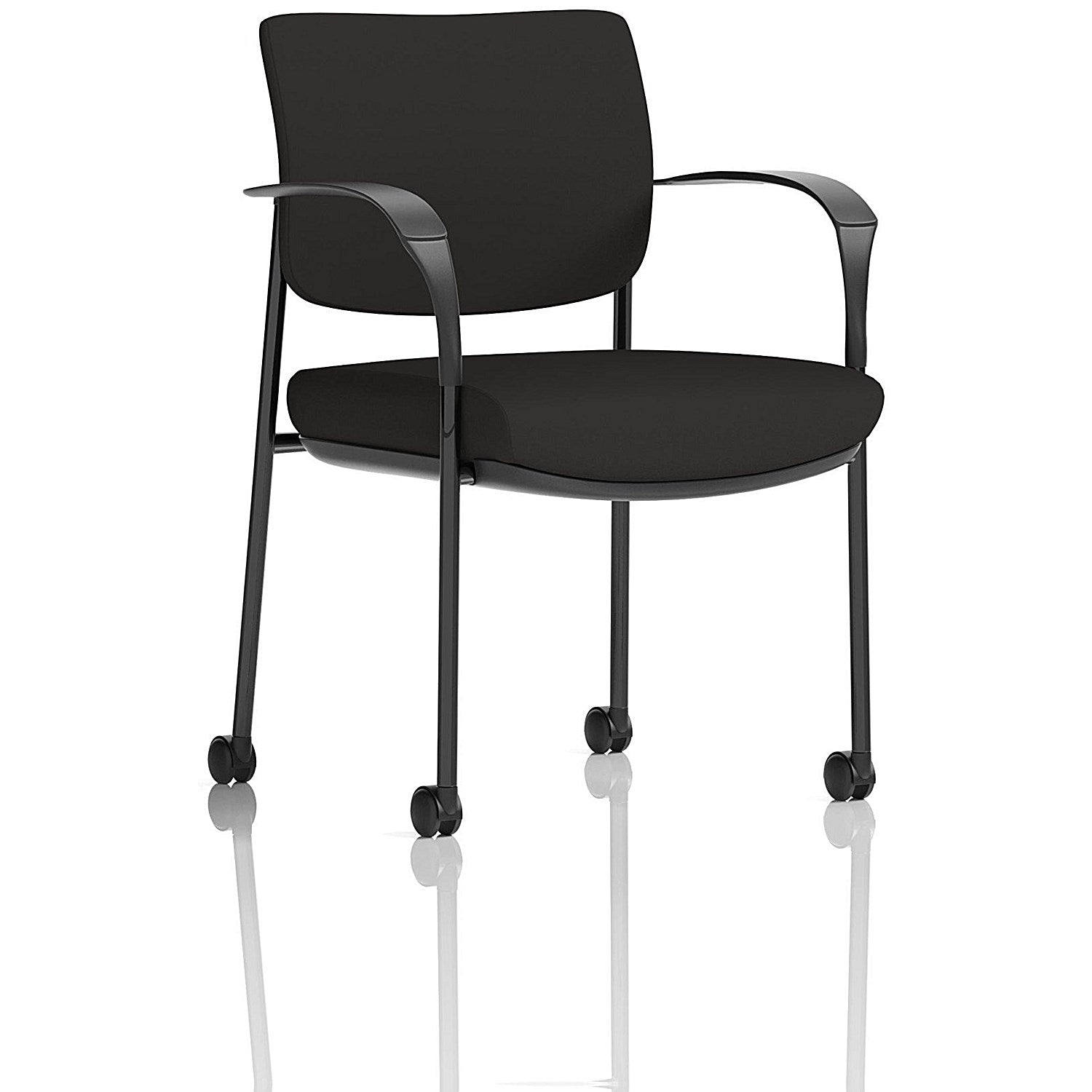 Brunswick Deluxe Visitors Chair, Black Frame, With Arms and Castors, Black Easy2Order : BR000316