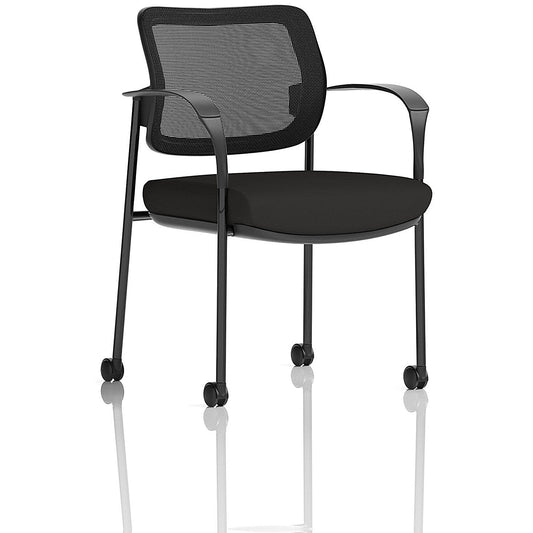 Brunswick Deluxe Visitors Chair, Black Frame, Mesh Back, With Arms and Castors, Black Easy2Order : BR000318