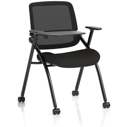 Capra Mesh Back Folding Training Chair With Writing Table, Black