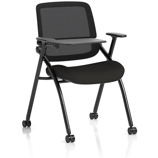 Capra Mesh Back Folding Training Chair With Writing Table, Black