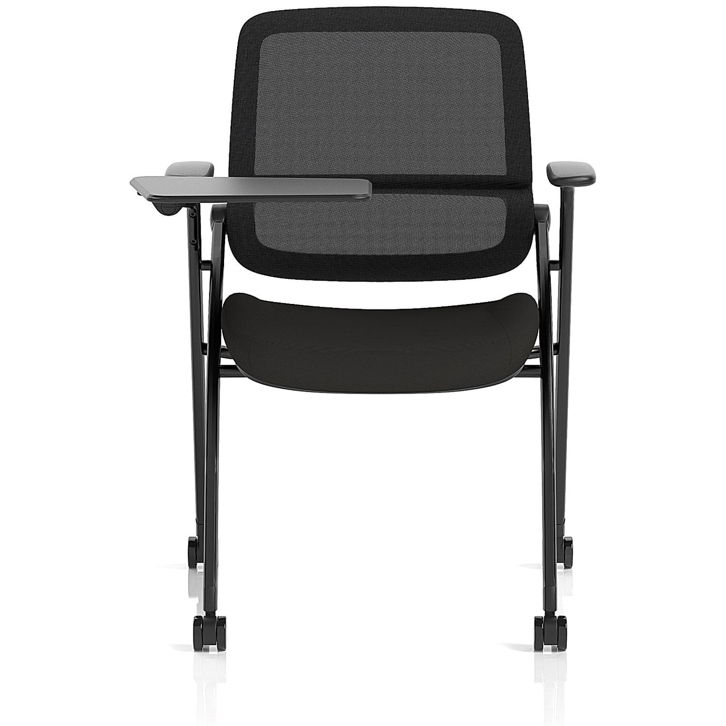 Capra Mesh Back Folding Training Chair With Writing Table, Black